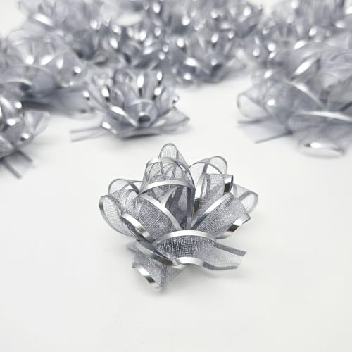 ZYOOO Geschenkschleife Silber,18 Stück Selbstklebend Geschenk-Schleifen zur Weihnachten, Geburtstagen und Hochzeiten Geschenkedeko