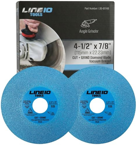 LINE10 Tools 2pk Diamond Saw Blades Cut, Grind and Chamfer 4-1/2 Inch Angle Grinder Cutting Disc Indestructible Glass Tile Cutter Vacuum Brazed Multi Purpose Ceramic Stone Brick Super Thin 1mm