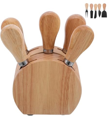 Mikinona Set de Couteaux à Fromage Acier Inoxydable avec Bloc Bois de Chêne Ensemble Couteaux Trancheurs et Coupe-fromage pour Plateau de Charcuterie Couteau à Beurre et Ustensiles de