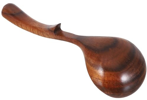 Cabilock Cuchara Sopera de Madera de Acacia para Cocinar con Gancho Trasero Cuchara de Madera de Mango para Servir Sopa y Gachas Reuniones Familiares