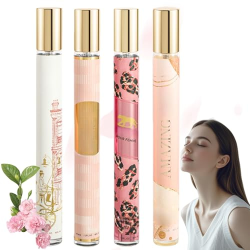 4 Stück Eau de Parfum Damen,Haar und Körperduftnebel,Fruchtiges Body Mist,Lang Anhaltender Duftspray,Damenduft,Parfüm für Damen,Langanhaltender parfuem geschenkset Reisen,Urlaubsreise