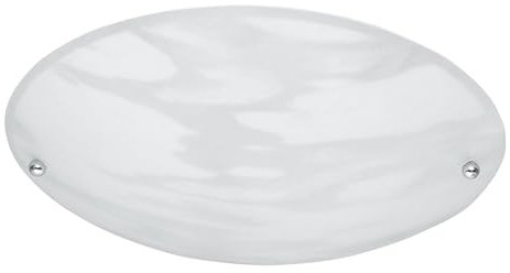 Trio Leuchten Trio 6196011-07 Plafoniera Tonda, 40 W, Vetro Decorato in Motivo Alabastro con Base in Metallo, Alluminio E27, Bianco, 25 x 8 centimeters