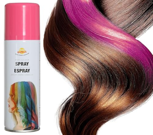 FIESTAS GUIRCA | Rosa Haarspray (125ml) - Spray-Make up für Halloween, Geburtstagsfeiern, Silvester und Feiern - Haarfarbe für Erwachsene und Kinder - Rosa