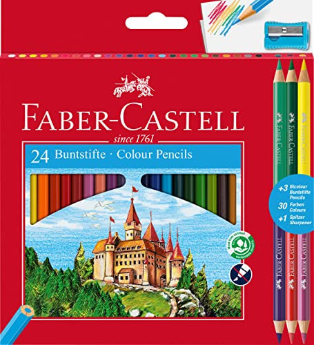 Faber-Castell 110324 - Buntstifte Set Classic Colour, 28-teilig, inkl. Spitzer, für Kinder und Erwachsene