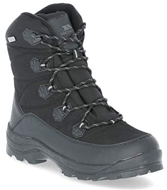 Trespass Zotos Waterproof Mens Snow Boots Breathable in Black