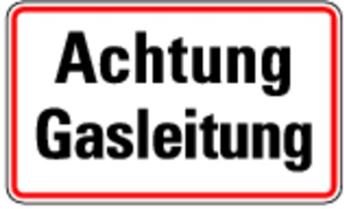 LEMAX® Hinweisschild, Achtung Gasleitung, 120x200mm Alu geprägt 0 200x120mm