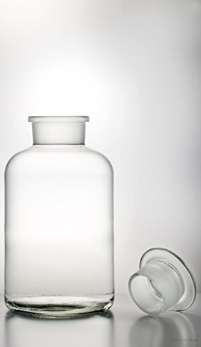 flaschenshop Apothekerflasche 1000ml Glas klar inkl. Glasstopfen - Breitmaulflasche, Gewürzglas, Weithalsflasche, Laborflasche, Rundschulterflasche - Lagerung von Gewürzen, Küche, Outdoor-Aktivitäten