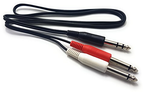 MainCore 1m Long 6.35mm Stereo Jack Plug to 2 x Twin 6.35mm Y Mono Jack Plugs Splitter Cable Lead (Available in 0.50m, 1m, 2m, 3m, 6m) (1m)