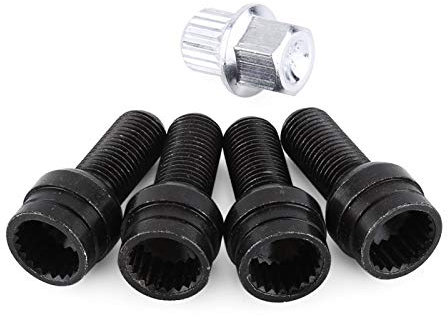 Bullone antifurto M14x1.5, Qiilu, bulloni, dadi e rivetti per ruote, viti di sicurezza bulloni per ruote, dadi di bloccaggio 4 + 1 M14 x 1,5 mm