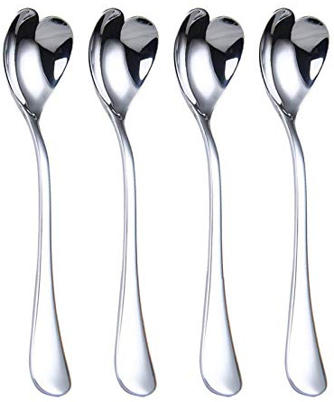 HISSF Heart Shaped Spoons, 18/10 Stainless Steel Spoon Set 4 Pack, 6.7 inches, Dessert Spoon, Ice Cream Spoons, for Tea, Cocktail, Sugar