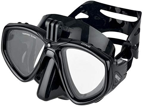 SEAC One Pro Maschera da Sub con Supporto per Videocamera Gopro per Immersioni Subacquee e Snorkeling Unisex Adulto Nero Taglia Unica