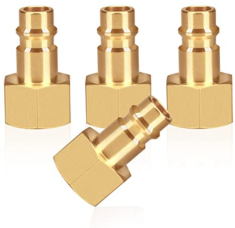 4stk Druckluftkupplung mit Innengewinde 3/8 Messing IG 3/8 Zoll Kupplungsstecker Kupplungsdose Schlauchstecker Ventilsteckdose Gewindestecker