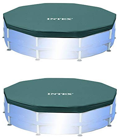 Intex 3 m große, runde Abdeckung für den Außenbereich, für den Hinterhof, Schwimmbad, Blau, 2 Stück
