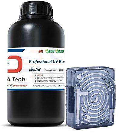 Siraya Tech Build Schrumpfarmes 3D Drucker Resin (Rauchschwarz, 1kg) | Bruchfestes, gewindeschneidbares Präzisionsharz, geringer Verzug und Schrumpf, detailreiche Modelle für LCD/DLP