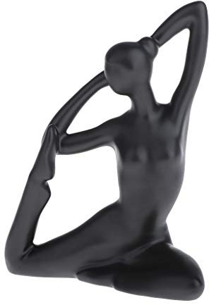 Milageto Frau Statue Yoga Figuren für Kunst Home Decor, Keramik Yoga Statue, Moderne Girl Arts Deko, Meditation Yoga Tischdeko für Bücherregal, Wohnzimmer, Garten, Stil b