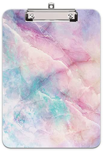 Hnogri porte bloc a4 avec pince, Plastique dur, Clipboard A4 dessin de mode, Planchettes à pince et porte-formulaires, 32CM x22CM, Marbre de rêve