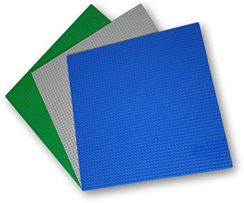 WANGE Klassische Grundplatte für Bauklötze. Kompatibel mit Allen großen Marken. 3 Platten 40 x 40 cm, 50 x 50 Punkte.