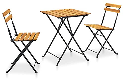 vidaXL Akazienholz Massiv Bistroset 3-TLG. Balkonset Sitzgruppe Gartenmöbel Balkonmöbel Gartenset Tisch Stühle Klappmöbel Klappbar