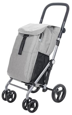 Carlett Lett430 Classic Duo hopfällbar vagn med stor kapacitet, 25 kg, 53L shopping, 9L termoväska och bakficka | Grå