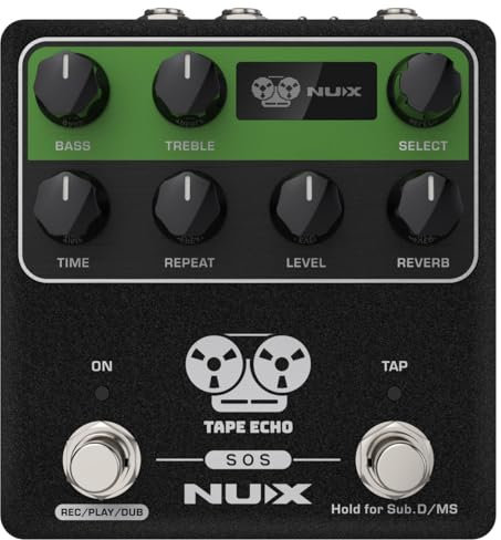 NUX NDD-7 Tape Echo Delay Effektpedal, bis zu 1600 ms Stereo-Verzögerungszeit, 7 Repro-Tape-Köpfe Kombinationen und Reverb