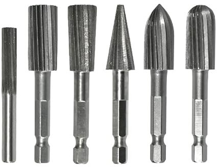 6 teile/satz Sechskantgriff Holzbearbeitung Drehfeile Hss Elektrische Bohrmaschine Schleifkopf Set Holzblock Schnitzen Entgraten Trimmen Datei