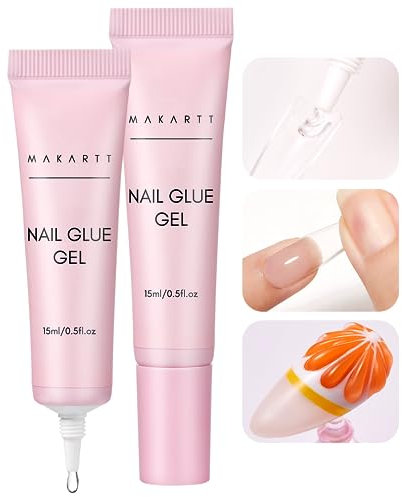 Makartt Nagelkleber Gel für Press On Nägel, Extra Starkes 3 in 1 Festes Nagelkleber für künstliche Nagelspitzen, Langlebiges 3D Gel für Acryle decoration, Aushärtung erforderlich, 2 * 15ML