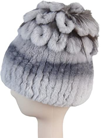 keusyoi Fellmützen für Frauen Winter Fell Strickmütze Damen Warm Schneemützen Damen Elegant Beanies Cap