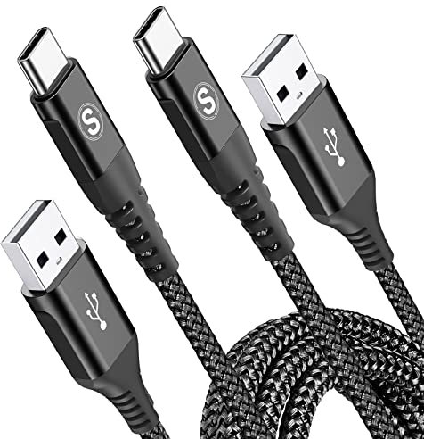 sweguard USB C Kabel 3.1A [2Stück 2m]Schnellladung,USB C Nylon Ladekabel Samsung Schnellladekabel für iPhone 17 16 15 Pro Max, Ladekabel Samsung S22 S21 S20 S10 S9 S25 S24 S23,Note 20,A71 A51,Pixel