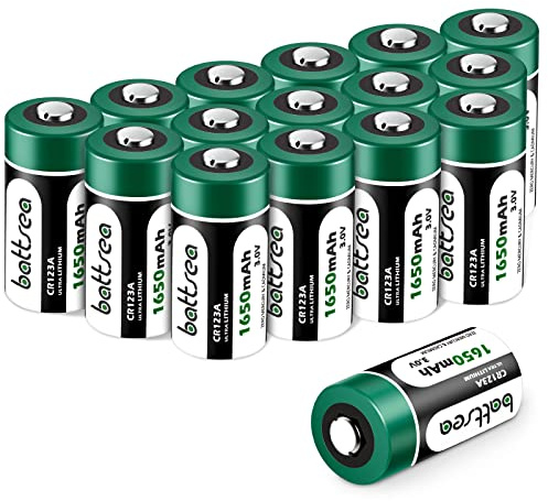 Battsea Lithium-Akku CR123A 3V 1650mAh 16 Pack CR17345 / CR123 / 123A / 123 Foto PTC Batterien geschützt mit 10 Jahren Lebensdauer für Kameras Taschenlampen Alarmsensoren (16)
