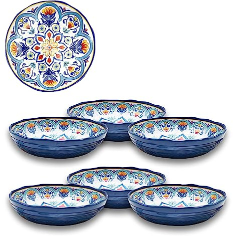 ARCA, Servizio di Piatti, Set di 6 Piatti Fondi, Realizzati in Melamina, Set per la Tavola, Collezione Capri, 20x4 cm