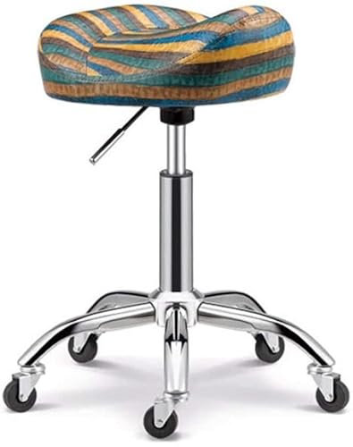 SOVORM Rollhocker Hocker auf Rädern Barhocker Friseurstuhl Stuhl Edelstahlausrüstung Wasserdicht Höhenverstellbar Drehgelenk Universal (Farbe: Grau) (Blau) The New