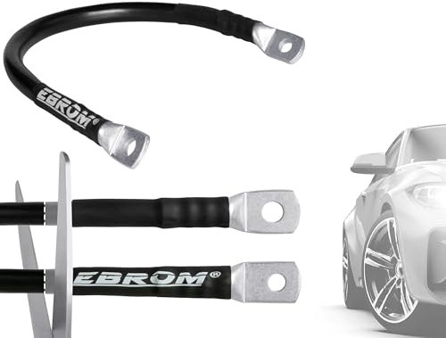 EBROM FLY Batteriekabel KFZ Kabel Fahrzeugleitung 16 mm² schwarz fertig konfektioniert, ab 30 cm bis 10 m + Ringösen/Kabelschuhe M8/M10/M12 16mm2, Ihre Auswahl: 16 mm2-390 cm - Kabelschuh M10 + M12