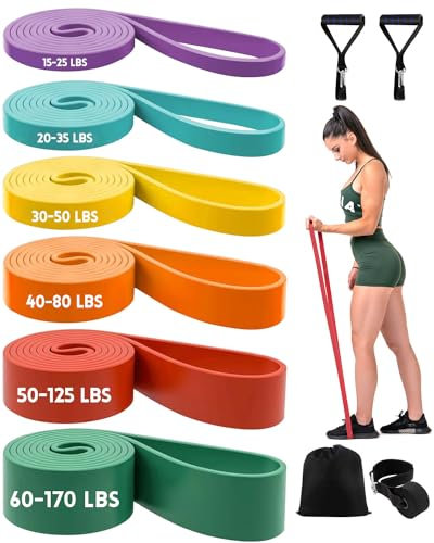 Victoper Resistance Bands Set of 6,Upgraded Pull up Bands,Different Levels Exercise Bands,Door Anchors,Handles,Storage Bags,Long Resistance Bands for Men Women,Workout Bands for Home Gym