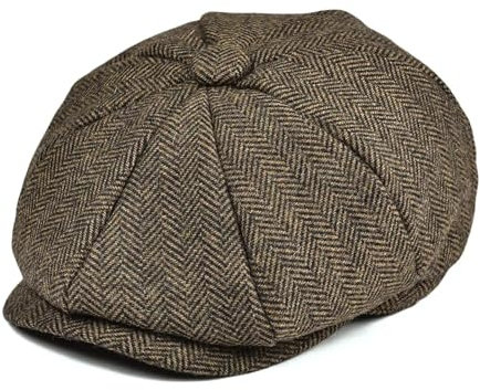 WOYUANSHA Barett Baskenmützen Für Herren Mütze Junge Mädchen Fischgrätenmuster Kinder Schiebermütze Kleine Größe Jugend Baskenmütze 54Cm Khaki