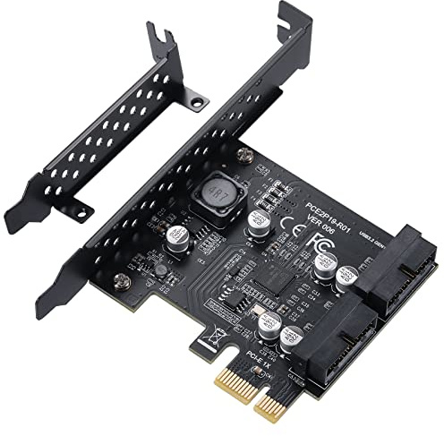 YBBOTT PCIE 2 Port 19Pin Erweiterungskarte, USB 3.2 GEN1 Super Speed 5Gbps PCI Express Karte für Windows 10, 8.1, 8, 7, XP