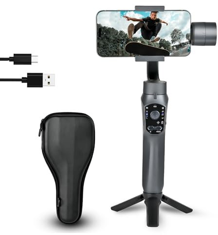 Stabilizzatore Smartphone Gimbal 3 assi AI, Vloggers iPhone 15/14/13/XR Pro/Max, Samsung Galaxy, Huawei, 280 g