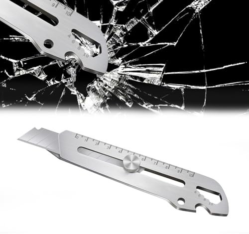Profi Cuttermesser, Multifunktionales Teppichmesser, Edelstahl Universalmesser 6 in 1 mehrzweck gebrauchsmesser mit Extra 20 SK5 18mm Abbrechklinge (1 Stück, Ohne Klinge)