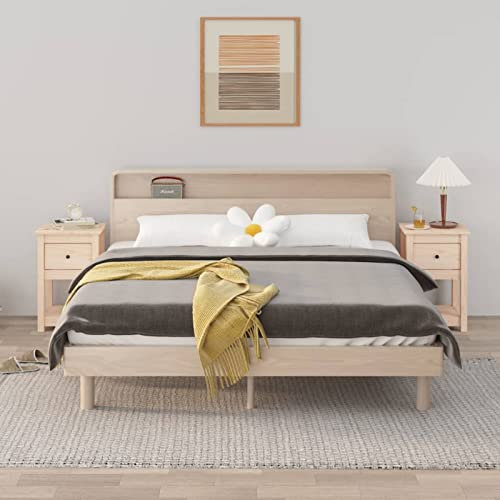 LAPOOH Nachttische 2 STK Nachtschrank, Nachtkonsole, Bedside Tables, Nachtkästchen, Beistellschrank, Nachtkommode, Nightstand, 40x35x61,5 cm Massivholz Kiefer