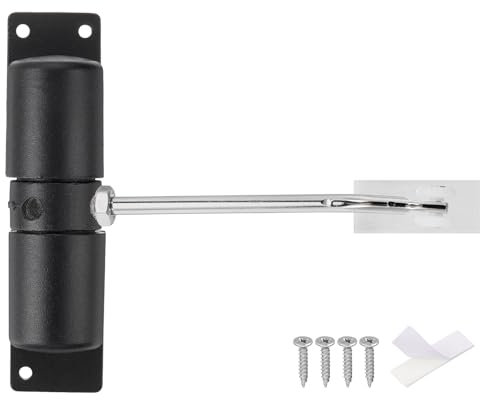 sourcing map 128mm/5.04 Spring Door Closer, Aluminum Alloy Automatic Door Closers with Adjustable Closing Speed for Home Self-Closing 20-40kg Door, Black