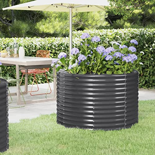 Iiaky Lit surélevé de Jardin Acier Enduit de Poudre Anthracite,Bordure Pierre,Kit Gabion,Gabion Jardiniere