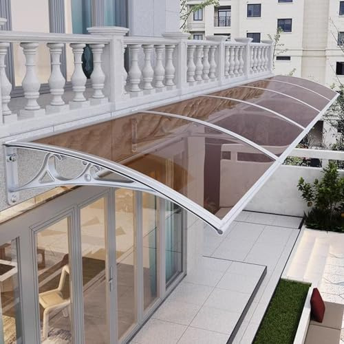 Zlovne Auvent Marquise d'Entrée,Porte Résistante Toit Abri,Marquise de Porte d’Entrée en Polycarbonate Résistant Aux Chocs de 300 Kg et Cadre en Aluminium,Taille Personnalisée (100x80cm/39 x32)