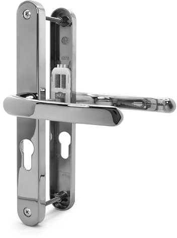 TSS Polished Chrome Door Handle Set - Lever/Lever Style - 48mm PZ Centers - 246x32mm Backplate - 215mm Screw to Screw