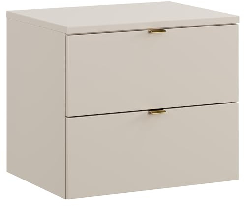 Badezimmer Waschtischunterschrank 60 cm in kaschmir matt, 2 Schubladen