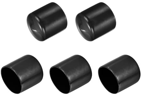 QUARKZMAN 5 Stück Gummi Endkappen 40 mm Kunststoffkappe Gummikappen Schutzkappen Abdeckung Fußkappen für Stuhlbeine Tischbeine Schrauben Bolzen Gewinde Metallstäbe Rohr Zaunpfosten Schwarz