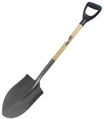 Easy Shopping® Wood Handel Round Pointed Digging Shovel, Gardening, Digging, Builders Shovel, D-Grip Strong handle Light Weight
