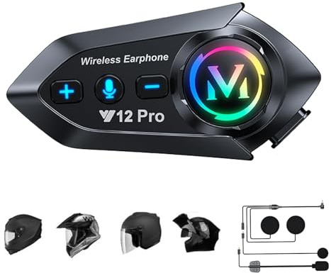 Casque de moto sans fil Bluetooth 5.4 avec micro 2 en 1 IP56 étanche et antibruit pour moto, haut-parleur, appareil de communication avec microphone