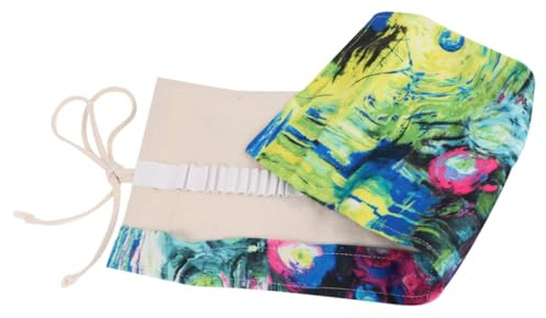 HOMSFOU Bleistift Tasche Rolle aus Canvas mit Fächern Stiftehalter mit Rollverschluss Stifterollenhülle für Buntstifte Marker und Pinsel Federtasche mit Vielen Fächern