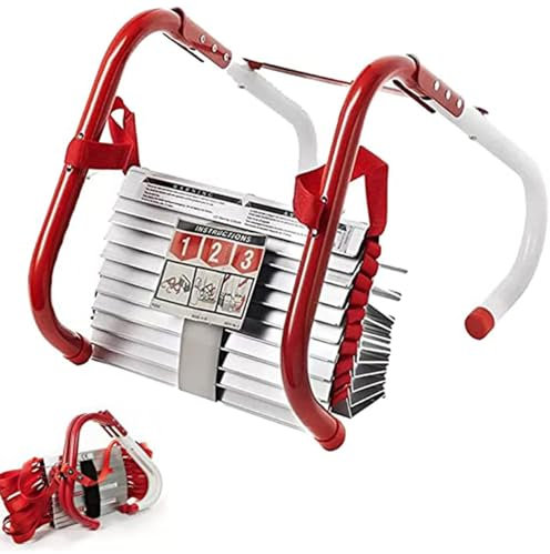 Fire Escape Ladder 2-6 Storey, Aluminum Alloy Flame Resistant Portable Safety - Easy To Store Indoor Outdoor Ladder 13ft/4m