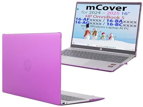 mCover Case ONLY Compatible for 16” 2024+ HP OmniBook 5 16-AF / 16-AG / 16-BAxxxx / 16-BCxxxx and Pavilion 16-AF / 16-AG0000 Series Windows AI Notebook PC (NOT Fitting Other HP Models)- Purple