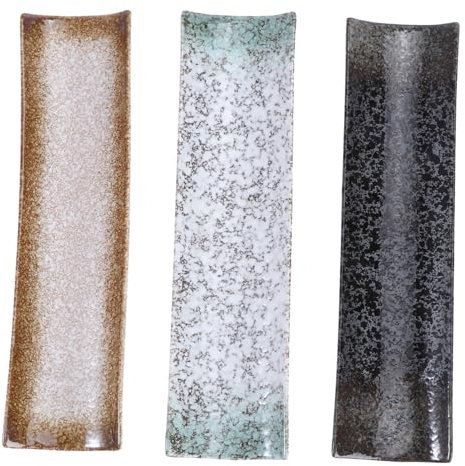 Mipcase Piatti da Sushi in Ceramica Rettangolari, Vassoi per Sushi in Ceramica, Set 3 Pezzi, Stoviglie per Ristorante e Casa, Design Giapponese per Cene e Feste